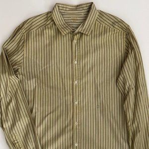 Massimo Alba Yellow/Brown Stripe Garment-Dyed Shirt - XXL